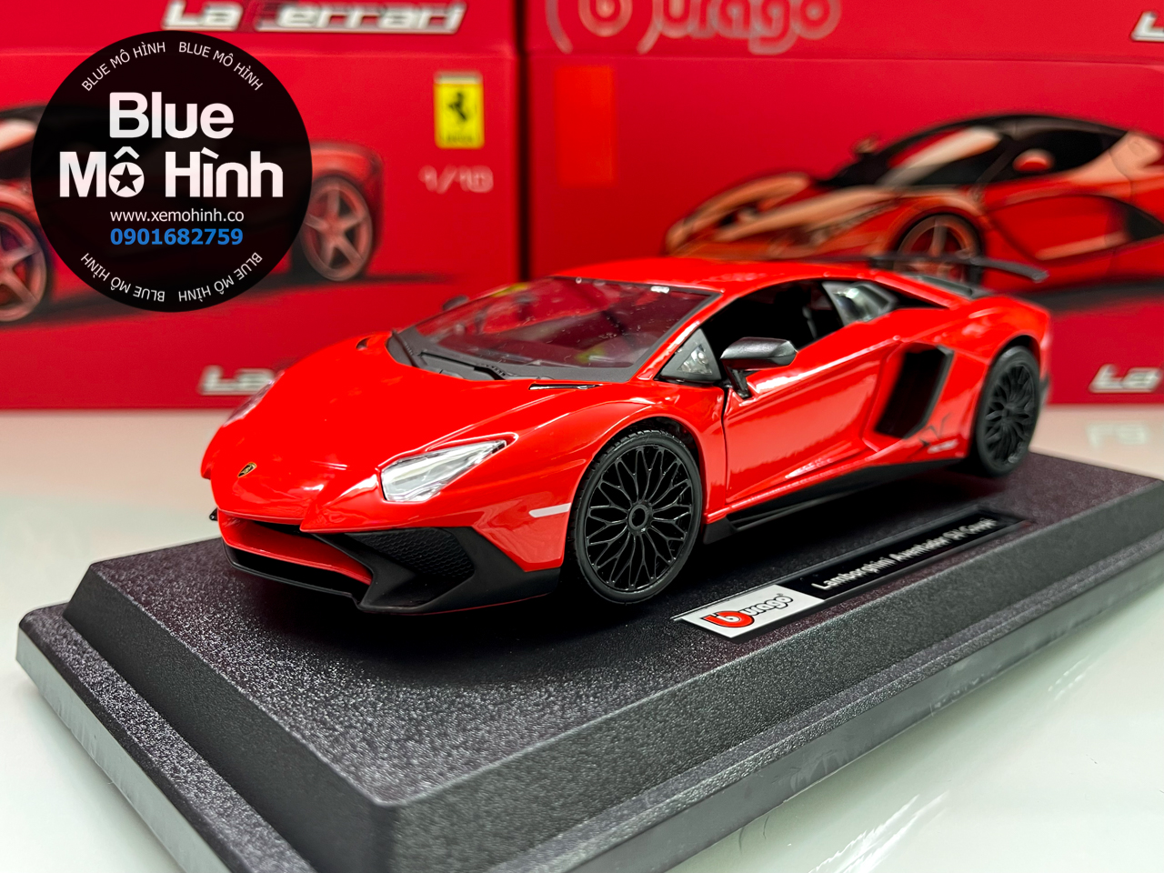 Xe mô hình Lamborghini Aventador SV Bburago 1:24 Blue Mô Hình