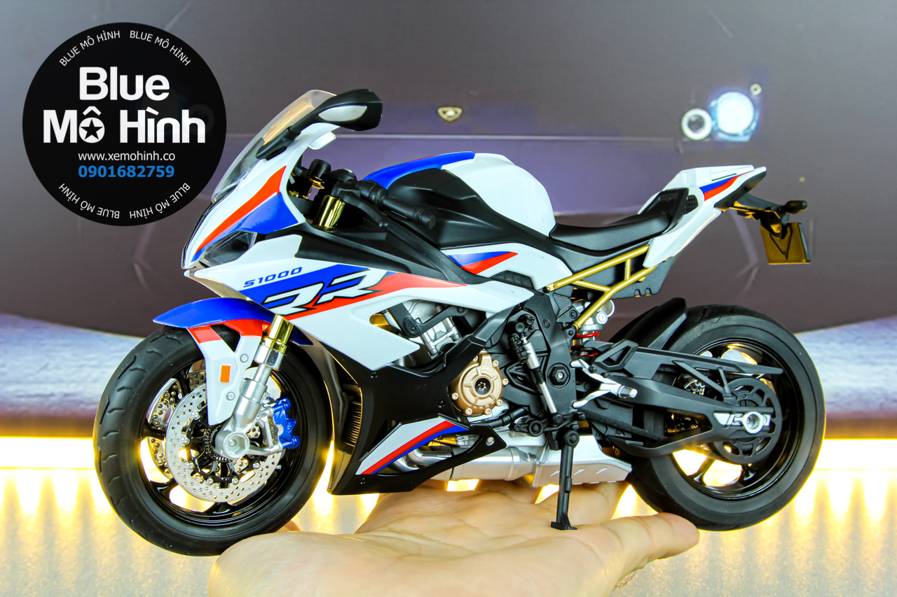 Xe mô hình mô tô BMW S1000RR New 1:9 Sáng đèn - Blue Mô Hình